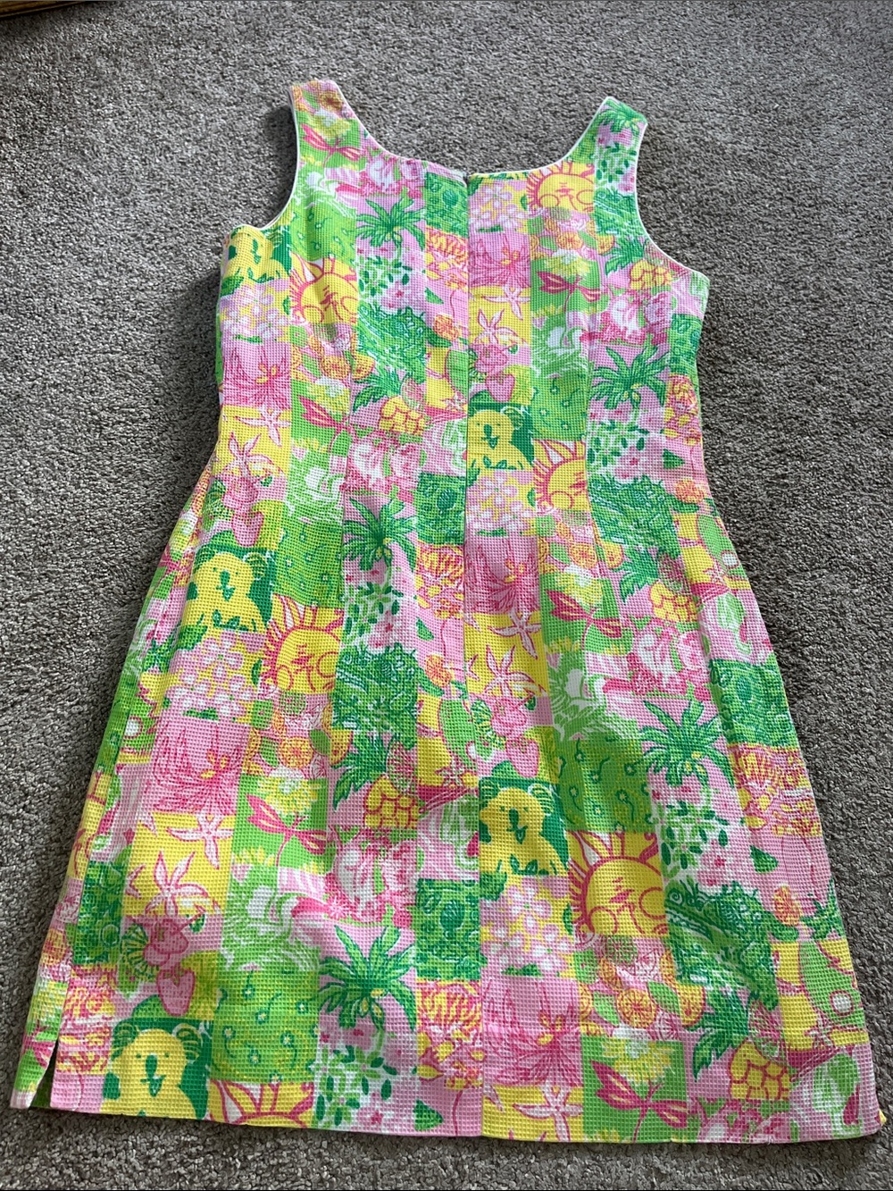 🍊🐨Lilly Pulitzer White Label Textured sz6 Patchwork Koala Sun Fruit Krista Shift - Picture 12 of 14